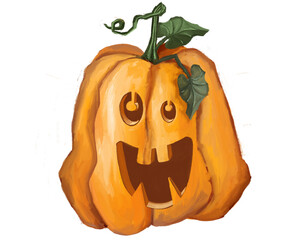 Pumpkin magic tree halloween illustration High quality illustration