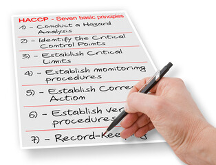 Seven basic principles about HACCP plans (Hazard Analysis and Critical Control Points) - Food Safety and Quality Control in food industry concept image