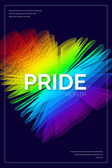 Vertical art background with outline rainbow heart