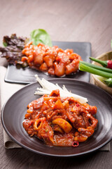 Korean style stir-fried squid and pork belly.