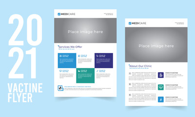 Vector flyer template design. Blue color. For business brochure, leaflet or magazine cover.