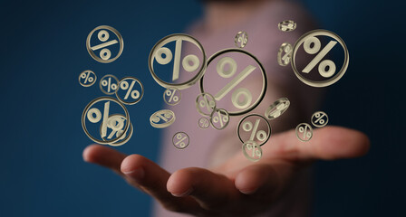 Blurred sale background percent 3d