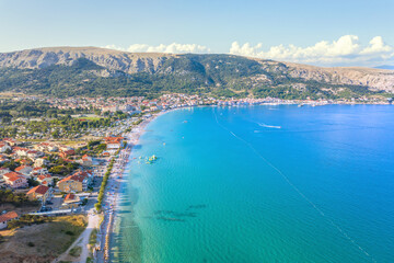 Drone view near Baška Beach, Croatia