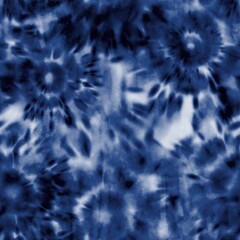 Seamless indigo shibori tie dye pattern for surface print. High quality illustration. Realistic digitally rendered tie dye in perfect repeat for apparel, textile or interior design. Japanese inspired