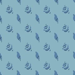 Blue seashells seamless pattern