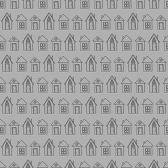 Grey houses seamless pattern