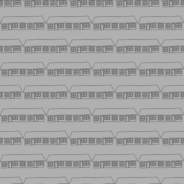Grey houses seamless pattern