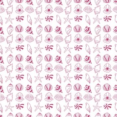 pink and white seashells seamless pattern