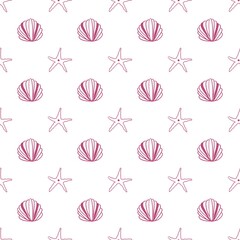 pink and white seashells seamless pattern
