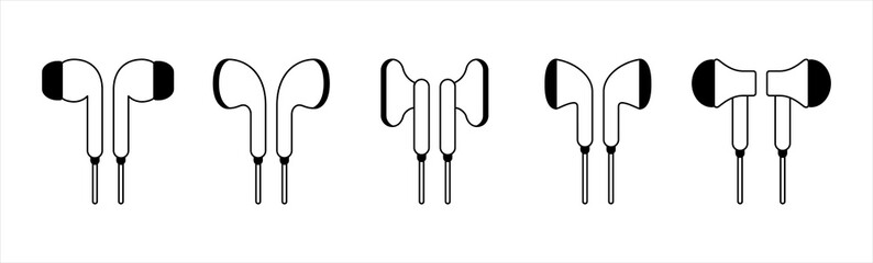 Airpods icon isolated on white background. Wireless earphones symbol, Headphone portable icons set,  vector illustration