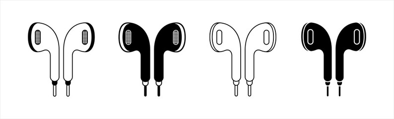 Airpods icon isolated on white background. Wireless earphones symbol, Headphone portable icons set,  vector illustration