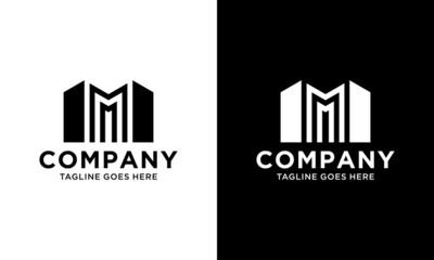 Letter M Building Vector Logo Template