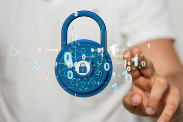 Security Shield concept, data protection. Shield with dots and lines connectio