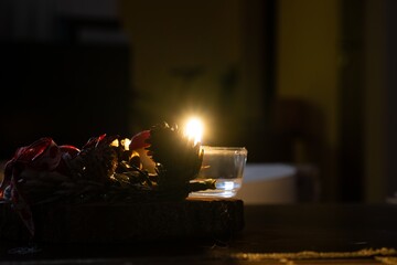 Candles burning in the dark. Slovakia