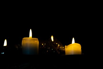 Candles burning in the dark. Slovakia
