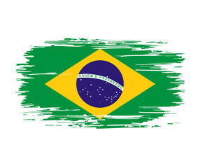 Brazilian flag brush grunge background. Vector illustration.