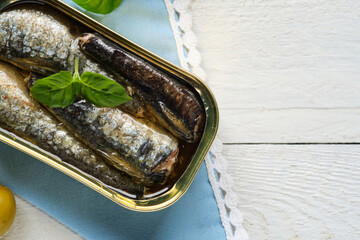 Can of sardines in olive oil