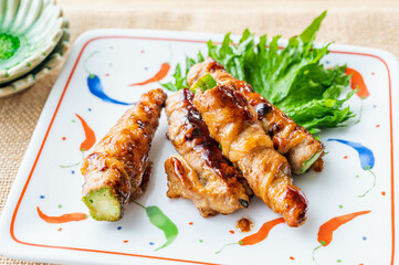 オクラの肉巻き照り焼き