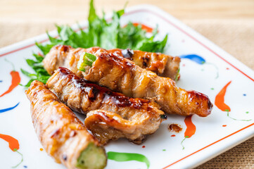オクラの肉巻き照り焼き