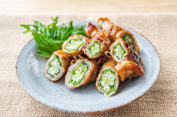 オクラの肉巻き照り焼き