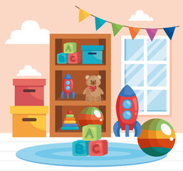 room with baby toys