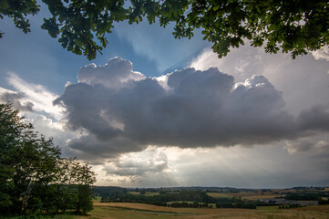 Dark sky and dramatic black cloud before rainy