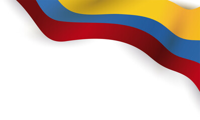 Waving Colombia flag decorating a corner, Vector illustration