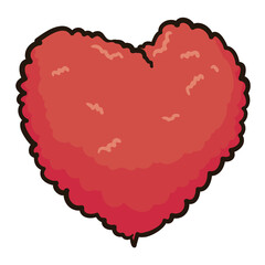Fototapeta na wymiar Fluffy heart design in cartoon style, Vector illustration