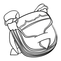 Traditional Colombian carriel bag in outlines to coloring, Vector illustration