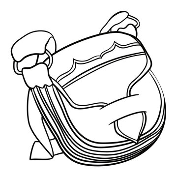 Traditional Colombian carriel bag in outlines to coloring, Vector illustration
