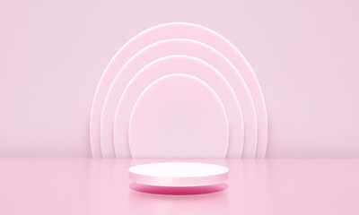 Scene with pink color podium for mock up presentation in minimalism style with copy space, 3d render abstract background