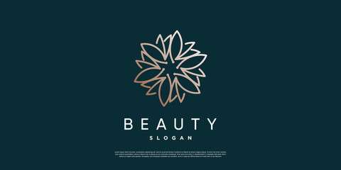 Fototapeta na wymiar Beauty flower abstract logo with line style Premium Vector