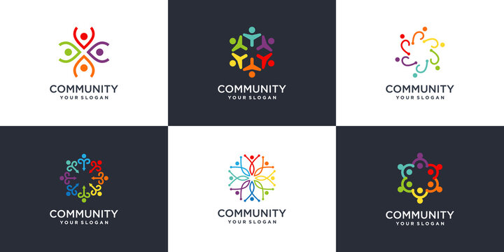 Creative community abstract logo collection Premium Vector