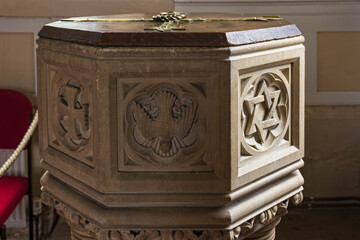 Font of St Michael's Church at Wark, Northumberland, UK