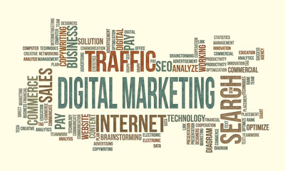 Business Concept Background, Digital Marketing Word Cloud