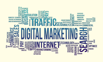 Business Concept Background, Digital Marketing Word Cloud