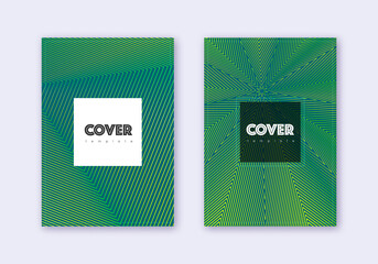 Hipster cover design template set. Green abstract