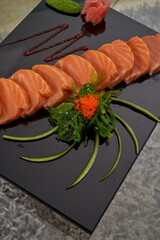 sushi time ingredients and plate niguiris