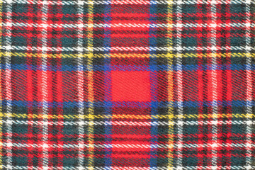 Checkered quilt texture in predominant red color. Fabric background.