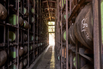 barrels aging rum  liquor