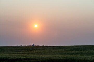 Beautiful sunset in the prairie