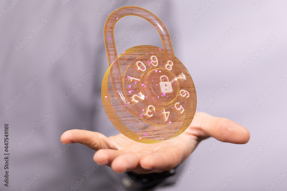 Leinwandbilder Information technology protected with firewall, secure access and encryption against cyber