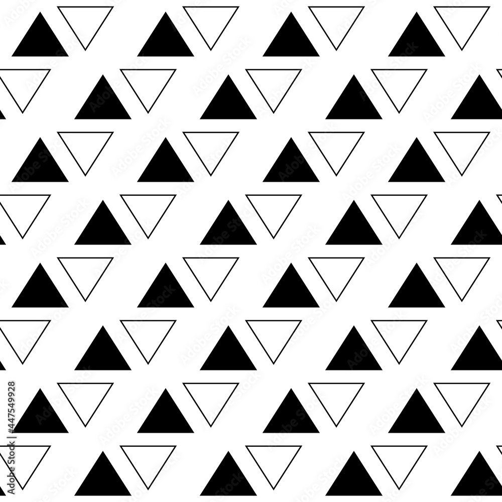 Poster black and white triangles pattern. vector seamless shapes wallpaper.
