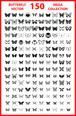 vector Butterfly icon set. unique hand drawn set of butterfly vector icons for web design, logo design, tattoo, wallpapers, design elements. isolated on white background.-vector illustration