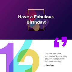 Happy birthday greeting card and social media banner post template