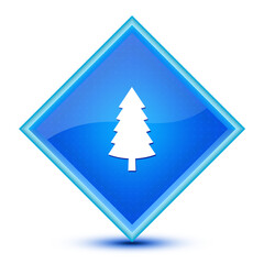 Evergreen conifer pine tree icon isolated on special blue diamond button illustration