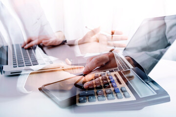 Woman using a laptop with World and big data network connection, World Wide Web, social network