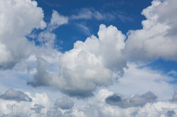 Cumulus clouds in the blue sky