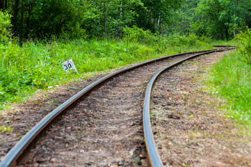 Fototapeta premium Narrow-gauge railway in Majdan, narrow-gauge railway, Bieszczady Mountains, Cisna