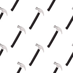 The manual tool a hammer and fixing nails background. Simple vector seamless pattern.